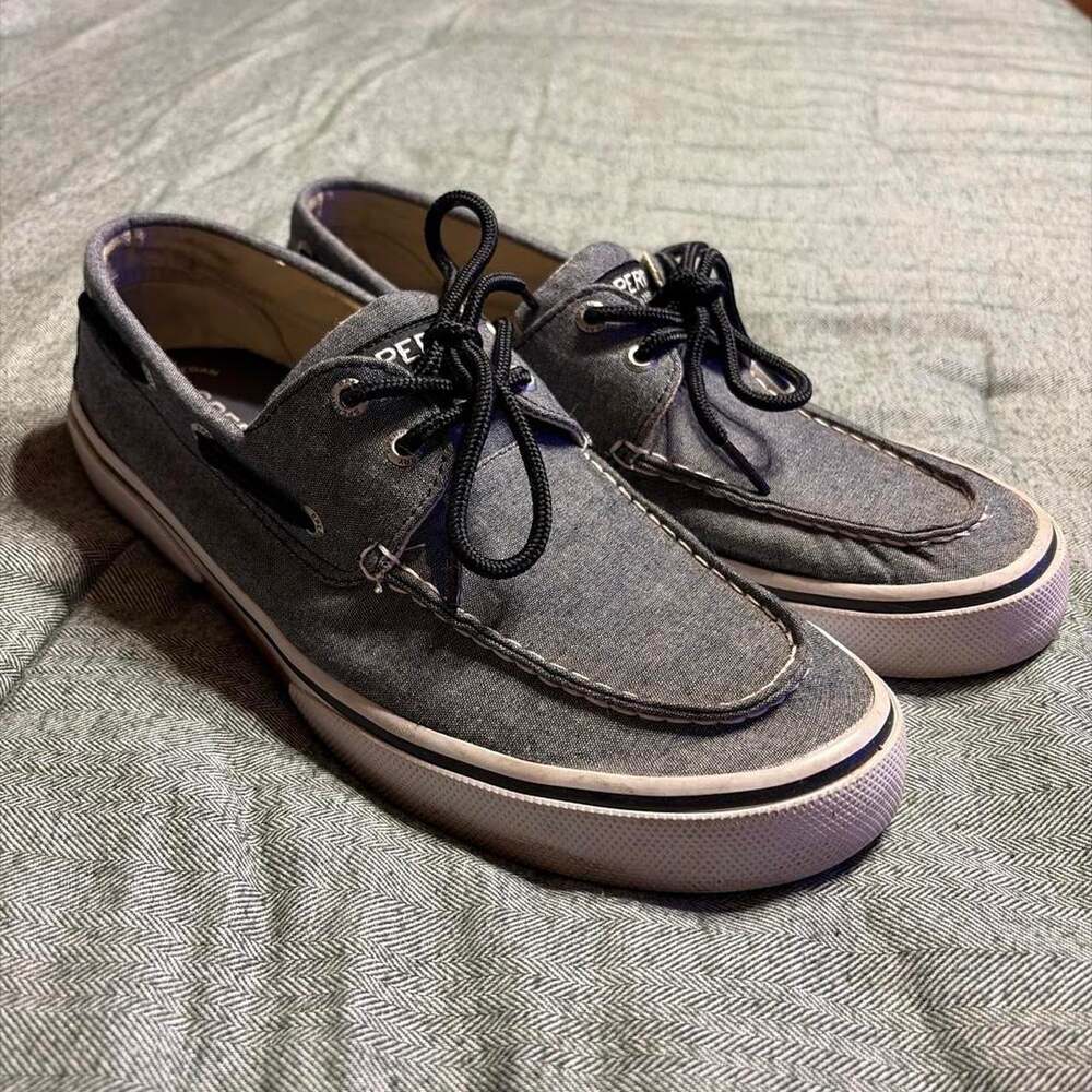 Sperry Men's Grey and Blue Boat-shoes